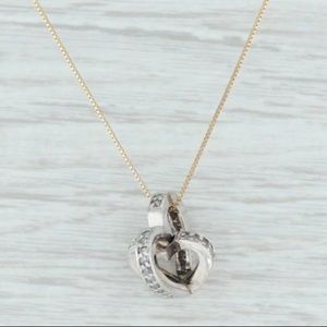 14k solid gold Diamond Heart Orb 3D Pendant Necklace